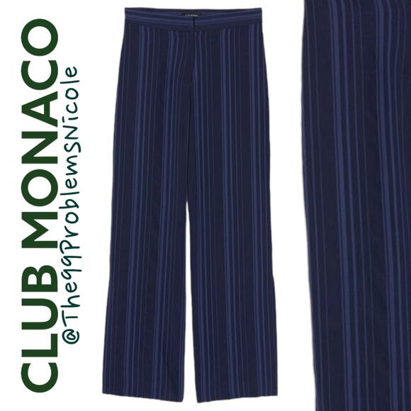 Club Monaco Blue Wide Leg Striped Pants - Picture 7 of 9